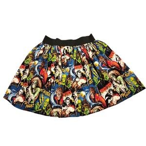 Hemet Skirt Monster Movie Print Elastic Waist Womens Size Small Made in USA
